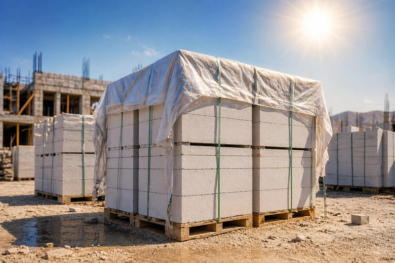 Как хранить газобетон на стройке в условиях жары