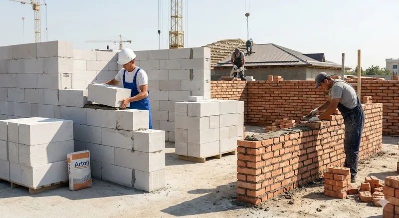 Почему дом из газобетона строится быстрее кирпичного