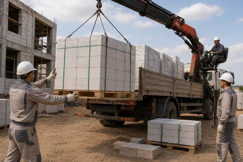 Правильная разгрузка газобетона на строительной площадке: как избежать повреждений и потерь